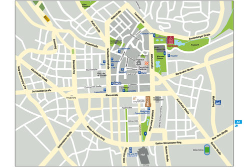 Stilisierter Stadtplan Wiesbaden Zentrum