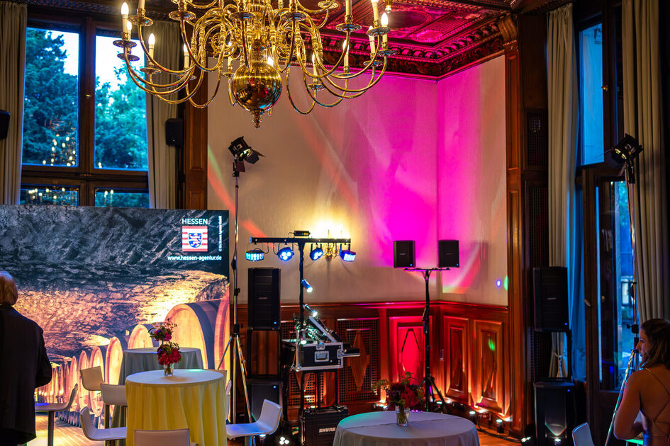 Festively decorated hall