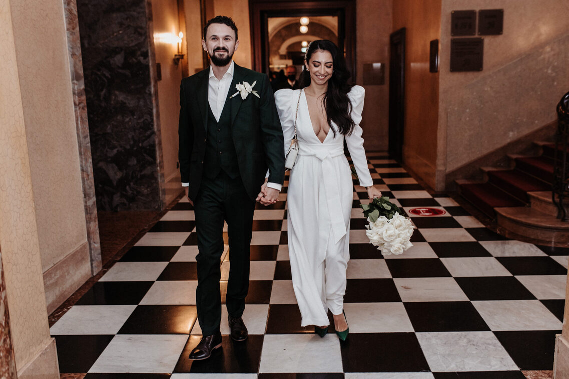 Wedding couple in the Kurhaus. Photo shoot