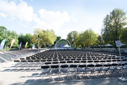 Concert area with concert shell in the spa gardens - row seating for concerts