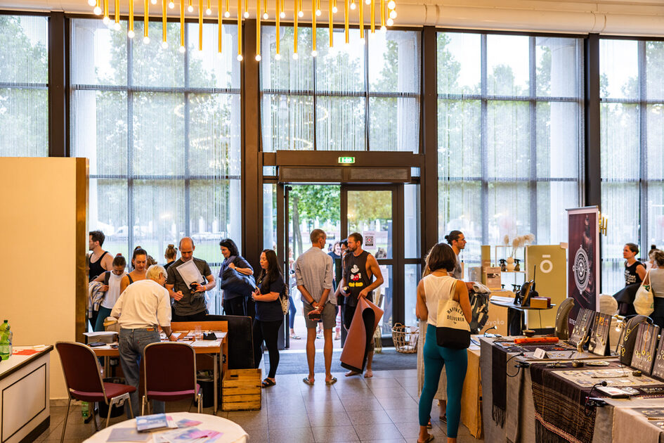 Event guests in the exhibition