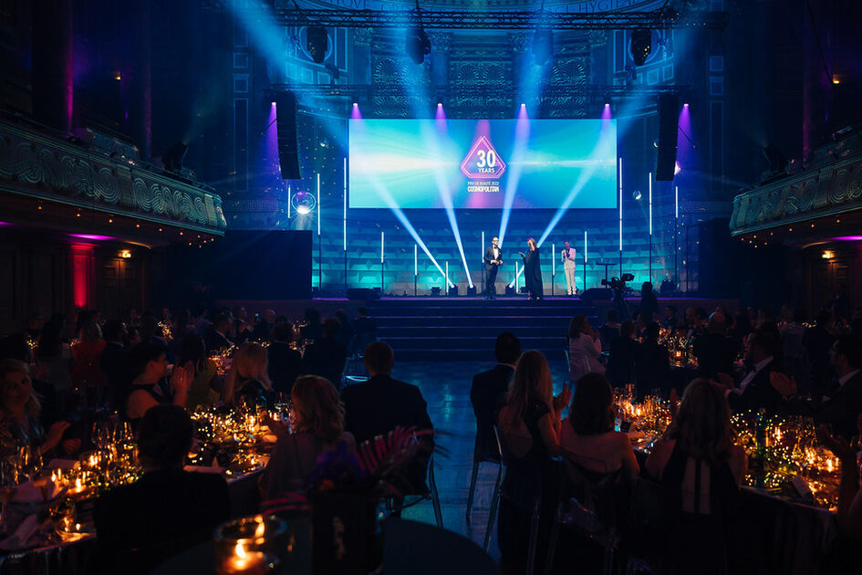 Award ceremony on stage in front of the audience