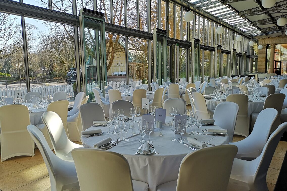 White chairs in the gala seating area