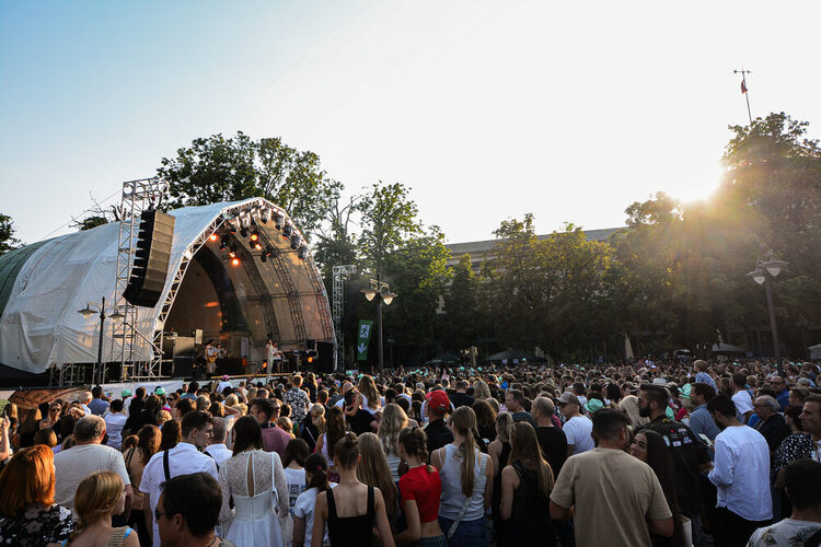 Publikum vor dem Konzert im Park