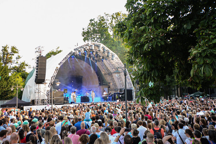 Publikum vor dem Konzert im Park