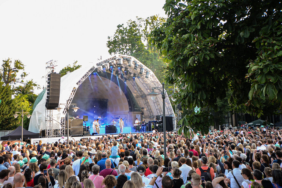 Audience before the concert in the park